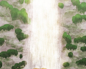 Bear Art Print, Kids Art, Wall Decor, Bear Art, Kids Wall Art, Waterfall, Art Print- "Bear Necessities"