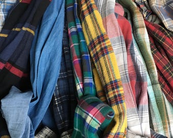 Custom Large (10-12) Oversized Recycled Flannel Shirt with White Lace Trim