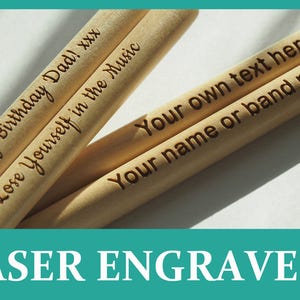 Personalised drum sticks 5A, high quality maple wood, great gift, laser engraved