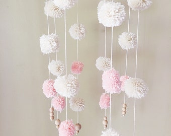 Dream catcher mobile/ pom pom mobile/ modern decor/ baby decor