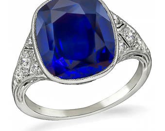 Vintage 5.76ct Sapphire Engagement Ring