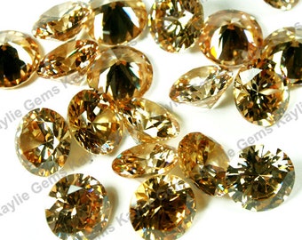 8 Mm AAAAA Natural Champagne Zircon 2.98 Ct Round Faceted Cut VVS - Foto 5