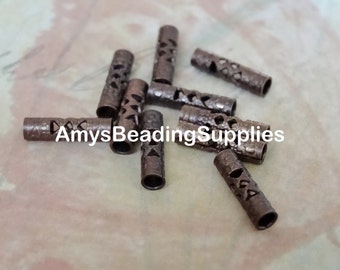 10 Filigree Tube Bead 11X3mm, Vintaj Natural Brass (BD130)