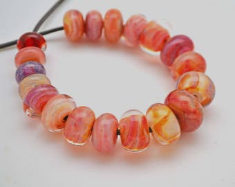 Lampwork Boro Beads Set of 19 Handmade Boro Borosilicate Glass Beads BebesGlassBeads Blushing