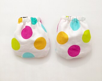 Polka Dot Baby Mittens, Polka Dot Baby No Scratch Mittens, Babty Scratch Mittens