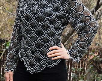 Vintage Lawrence Kazar New York Beaded Top Size XL