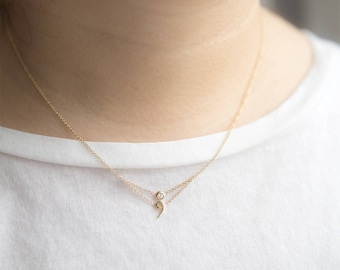 Semicolon Necklace, Semicolon Jewelry, Solid Gold Semicolon Necklace, Personalized Jewelry, Project Semicolon, Awareness Jewelry