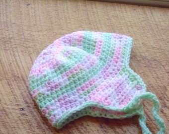 Newborn or Baby doll Hat with Earflaps