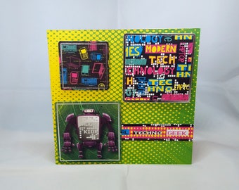 Child/Kid Birthday Card - Techno Geek - luxury unique quality special bespoke UK - Dad/Son/Uncle/Brother/Nephew