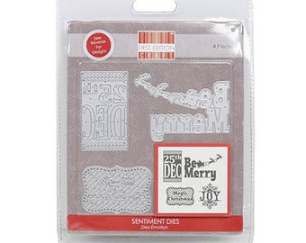 Christmas Metal Die - Sentiments - 25th Dec - Joy - Be Merry - Sleigh - Magic of Christmas - First Edition 4 pieces - Universally Compatible