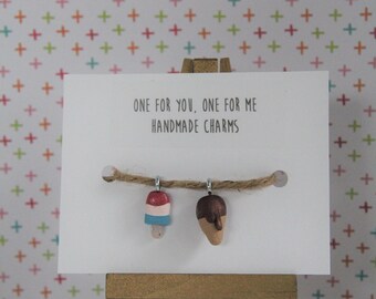 POLYMER CLAY CHARMS-Friendship Charms - Ice Pop and Ice cream