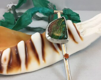 Necklace- Rainforest Jasper, Mexican Fire Opal, Sterling Silver