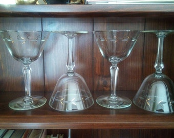 Crystal Sherbet Glasses (4) 1940's to 1950's