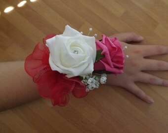 Pink wrist corsage | Etsy