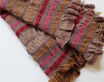 scarves for women - winter scarves - ruffle scarf - striped scarf with ruffles - bronze scarves - unique scarves - frilled