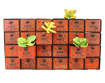 Vintage Dorman Parts Drawer Hardware Bin with 24 Drawers in Rustic Orange (c.1950s) - Industrial Storage, Urban Loft Decor