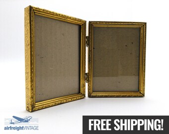 VINTAGE PICTURE FRAME, Vintage Photo Frame, Bi-Fold Picture Frames, Brass Picture Frame, Metal Picture Frame, Photo Frame, Desk Photo Frame