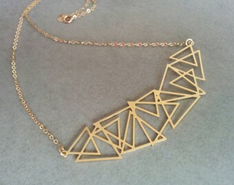 Triangle Necklace, Gold Triangle, Geometric Necklace, Gold Necklace, Delicate Necklace, Geometric Jewelry, Necklace, Triangle Jewelry