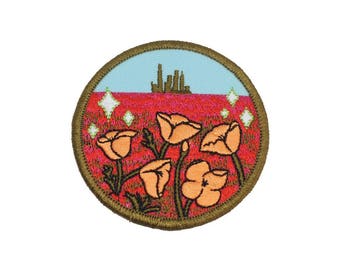 Wizard of Oz Poppy Field embroidered iron-on patch