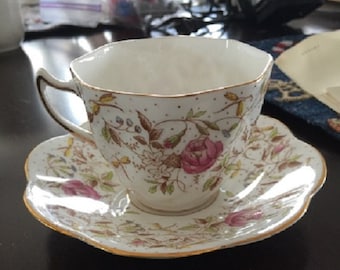 Rosina Floral pattern Cup and Saucer, Bone China, England