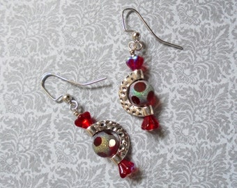 Red and Silver Boho Earrings (3334)