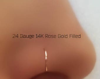 24 Rose Gold Nose Hoop Nose Ring G 18G 20G 22G 24G Gold Nose Piercing