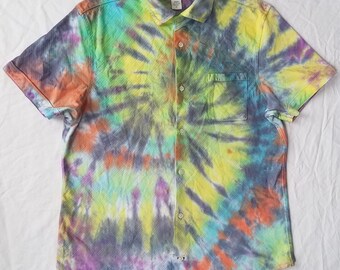 mens tie dye button up shirt