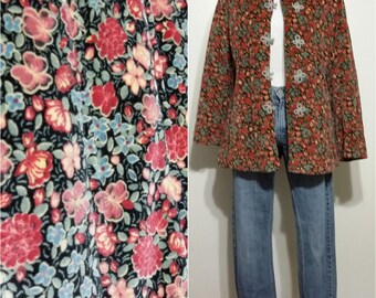 Velveteen jacket, M, L, floral jacket, Asian jacket, 70's jacket, mauve jacket, taupe jacket, quilted jacket, vintage 70s