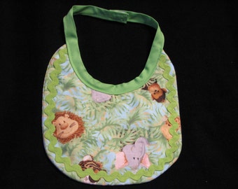 Baby Boy Reversible Jungle Animal Print Baby Bib
