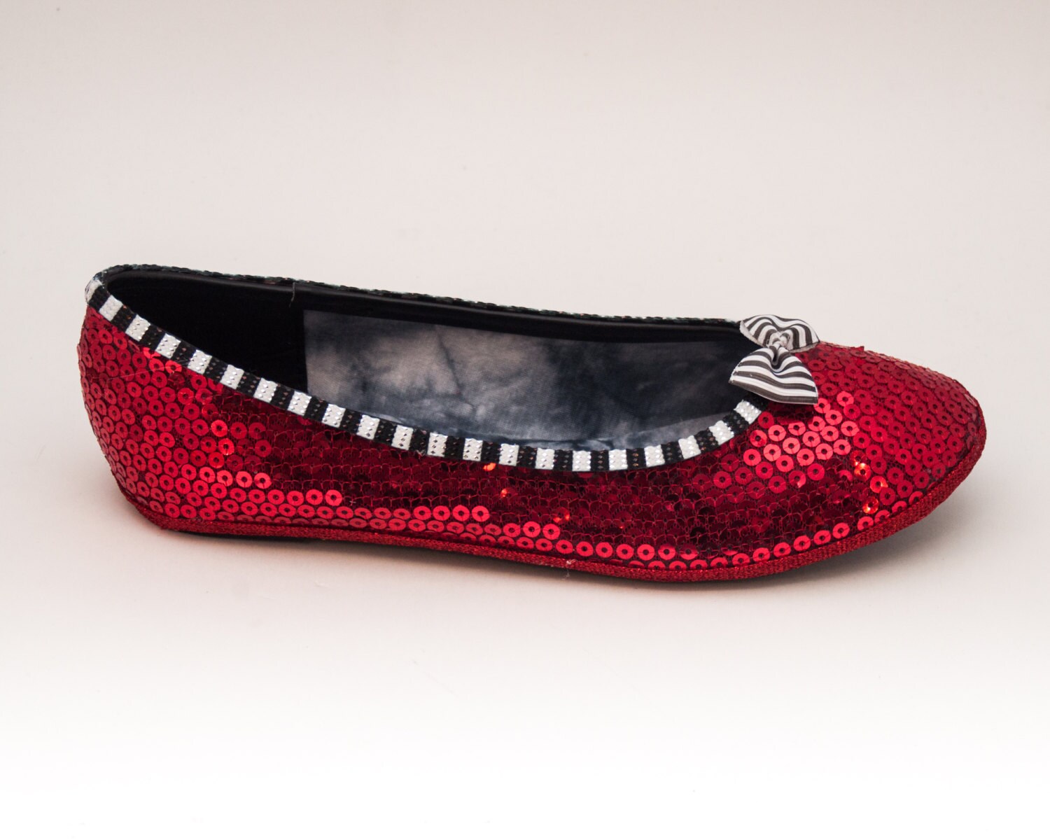 Sequin Red Black White Ballet Flats Shoes