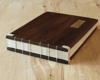 wood wedding or cabin guest book black walnut - custom wedding gift - vacation home guestbook - rustic fall wedding - made to order
