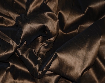 55" Wide - BROWN Premium Faux Silk Fabric - Shantung Dupioni Faux Silk Fabric - By the Yard