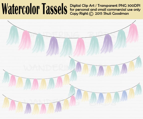 Watercolor Tassel Garland Clipart Fringe Garland Clip Art