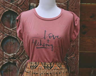 Love + Alchemy Rolled Cuff Tee in Mauve