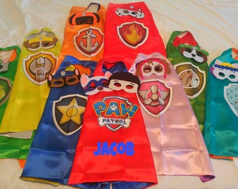 PERSONALIZED Paw Patrol Cape! Paw Patrol Birthday Party!! Chase, Marshall, Skye, Everest, Rubble, Rocky, Zuma, Tracker, Apollo, Ryder