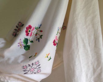 Womens top Poet Blouse Repurposed Embroidery Vintage Linen Clothing Embroidered smallforest