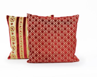 Red Velvet Pillow Cover | Cushion Cover | Throw Pillow | luxury Pillow | Mid Century Modern Decorative Pillow Handmade by EllaOsix