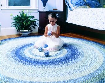 Braided Rugs- wedge wood blue cotton PRIMITIVE braided rug