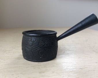 Irish Victorian Bog Oak Miniature Saucepan.