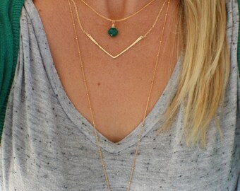 Gold Chevron Necklace, Gold filled Hammered Layering Chevron Necklace, Minimalist Layering Necklace