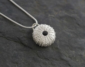 Recycled Silver Sea Urchin Pendant ( Sea Urchin necklace Beach Jewelry PMC Silver Necklace PMC fine silver jewelry PMC jewelry Wild silver )