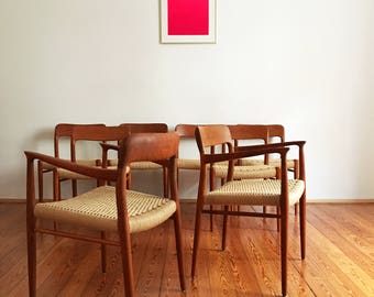 8er Set Stühle Niels Møller 56 75 Teak Design Mid Century Modern Stuhl