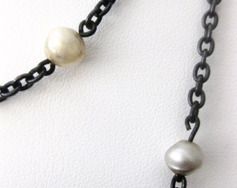 Victorian 64-Inch Gunmetal Chain With (13) Glass Stations
