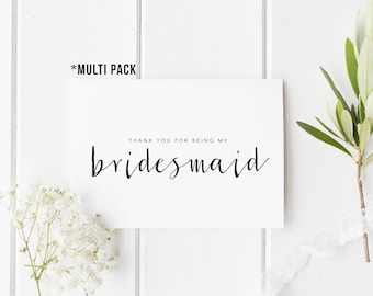 MULTI PACK Thank You For Being My Bridesmaid, Wedding Thank You, Bridesmaid Thank You Card, Wedding Card Bundle, Maid of Honour, Flower Girl
