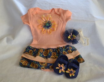 0-newborn, orange one piece, little girls one piece, baby girls, infant girls