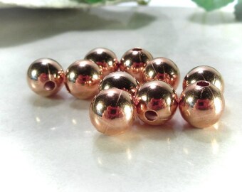 Copper Beads 8mm 10 pcs R1153 - Copper Beads, Smooth Round Beads, 8mm Beads, 2mm Hole Beads, Bracelet Beads, Earring Beads, Necklace Beads