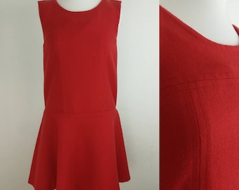 Vintage 1960s Dress Size 10 Vintage Clothing Women/Vintage Dress Sleeveless Dress, Drop Waist Dress, Red Dress 8, Size 8-10, Bust 34"