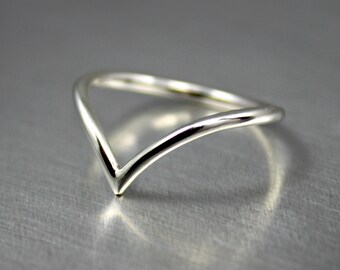 Sterling Silver Chevron Ring, Silver Chevron Arrow Ring