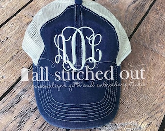 Monogrammed Comfort Color Trucker Hat - Personalized Cap - Monogrammed Baseball hat - Personalized Hat - Monogram hat - Pigment Dyed Hat