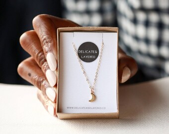 Expecting Mom Gift, Mommy Jewelry, New Mom Gift, Gold Necklace, Half Moon Necklace, Moon Phase, Moon Phase Jewelry, 18K Gold Necklace